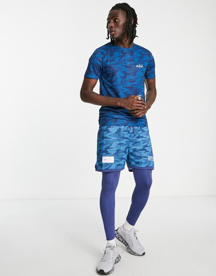Avant Garde Grid T-shirt In Navy Camo - Part Of A Set