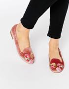 Asos Mylo Embroidered Flat Shoes - Pink