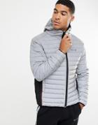 Nicce Puffer Jacket In Reflective With Hood - Gray