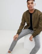 New Look Cotton Twill Bomber Jacket - Green
