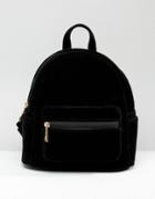 Daisy Street Mini Backpack In Velvet - Black