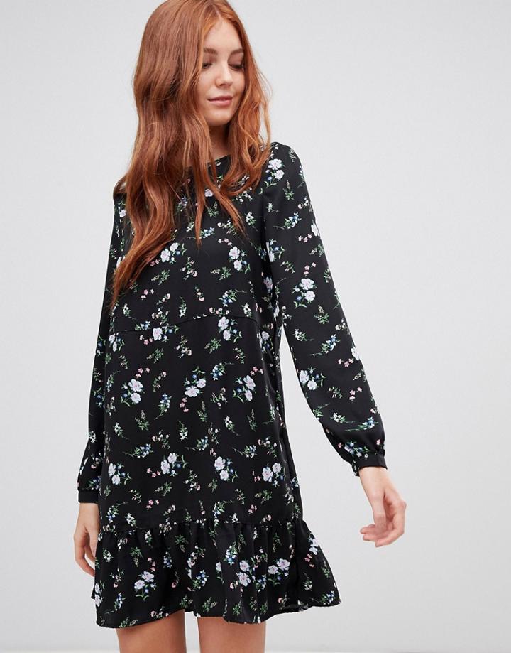 Vero Moda Floral Dress With Flutter Hem - Multi