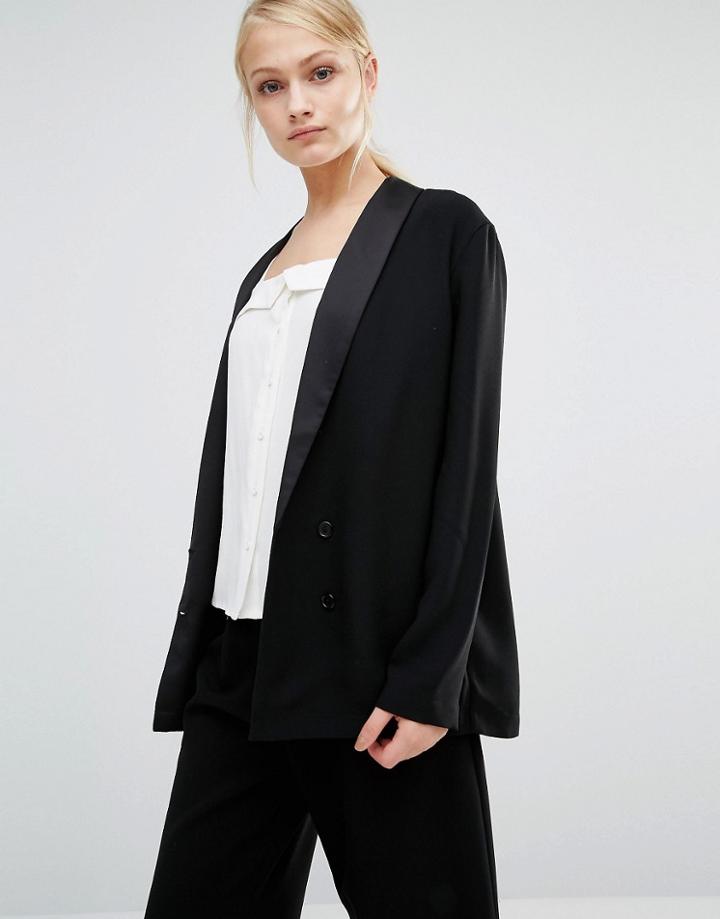 Selected Melanie Silk Lapel Blazer - Black