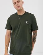 Adidas Originals Essentials T-shirt With Logo Embroidery In Khaki