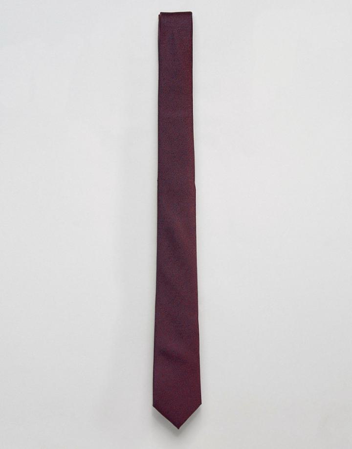 Asos Textured Tie In Burgundy - Red