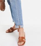 London Rebel Wide Fit Mid Heeled Mules In Tan-brown