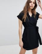 Monki Short Sleeve Shirt Mini Dress - Black