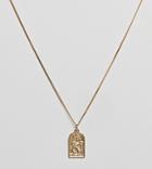 Chained & Able Old English Mini St Christopher Tag Necklace In Sterling Silver With Gold Plating - Gold