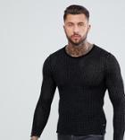 Replay Muscle Fit Mesh Sweater Black - Black