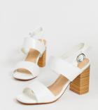 Park Lane Wide Fit Casual Block Heeled Sandals - White
