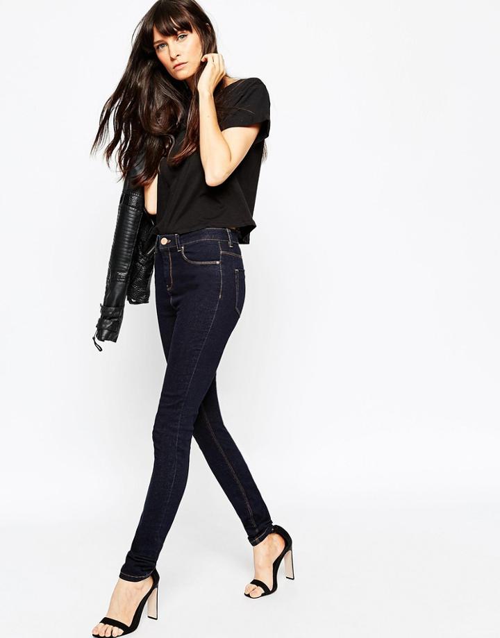 Asos Ridley Skinny Jeans In Darcy Deep Indigo - Darcy Deep Indigo