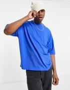 Asos Dark Future Oversized T-shirt With Back Logo Print In Bright Blue-blues