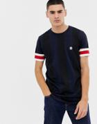 Le Breve Striped T-shirt With Taped Cuffs-navy