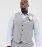 Asos Design Plus Wedding Skinny Suit Suit Vest In Gray Twist Micro Texture