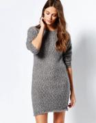 Ichi Sweater Dress With Back Lace Insert - Steel Gray