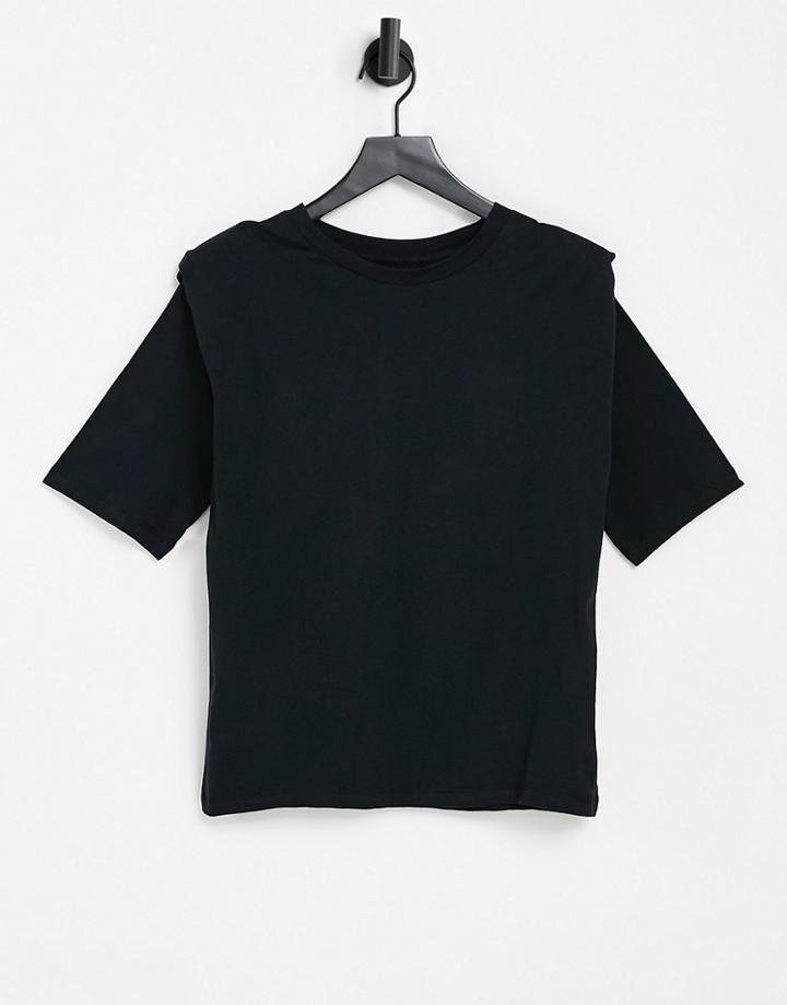 Selected Padded Shoulder Jersey T-shirt In Black