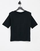 Selected Padded Shoulder Jersey T-shirt In Black