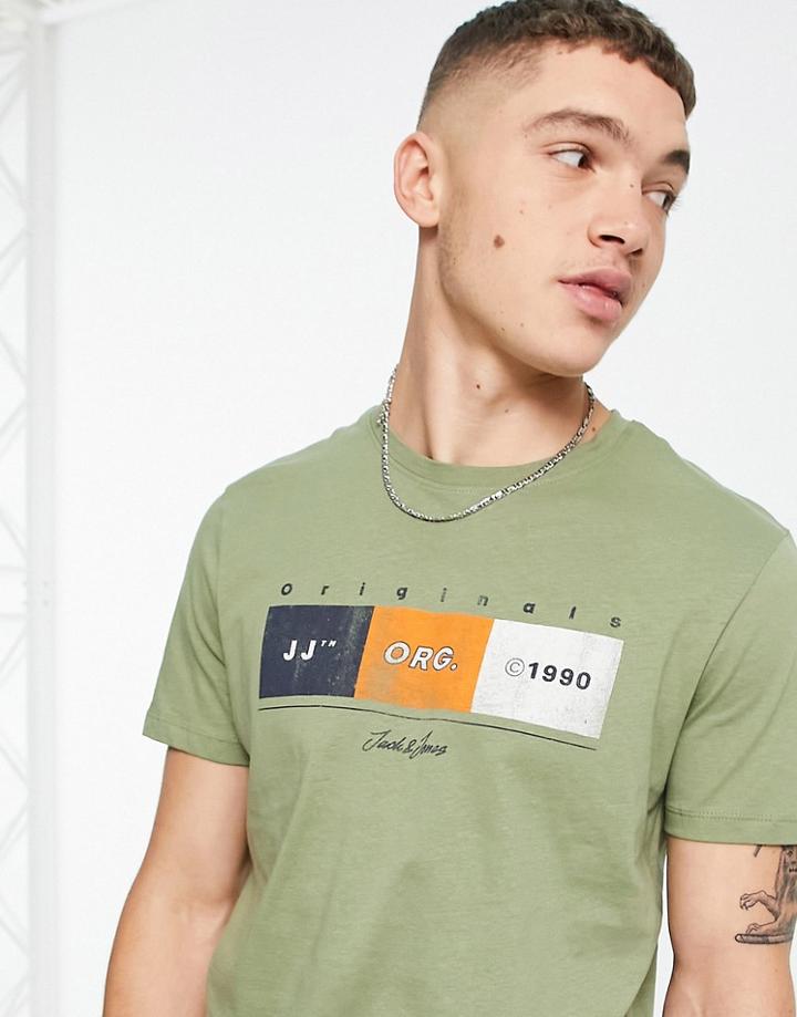 Jack & Jones Logo T-shirt In Oil Green