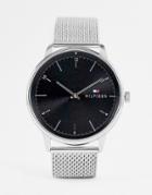 Tommy Hilfiger Mesh Watch With Black Dial In Silver 1791842