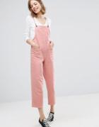 Asos Denim Overall In Washed Pink - Pink