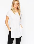 Asos Longline Top With Side Splits - White