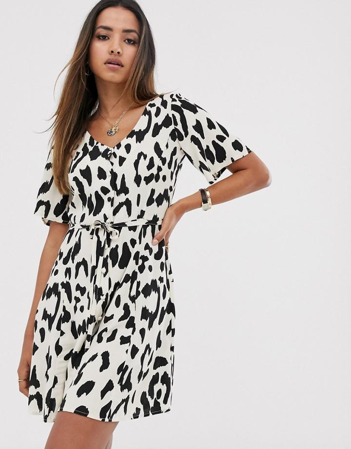 Mango Button Front Printed Dress In Multi - Multi