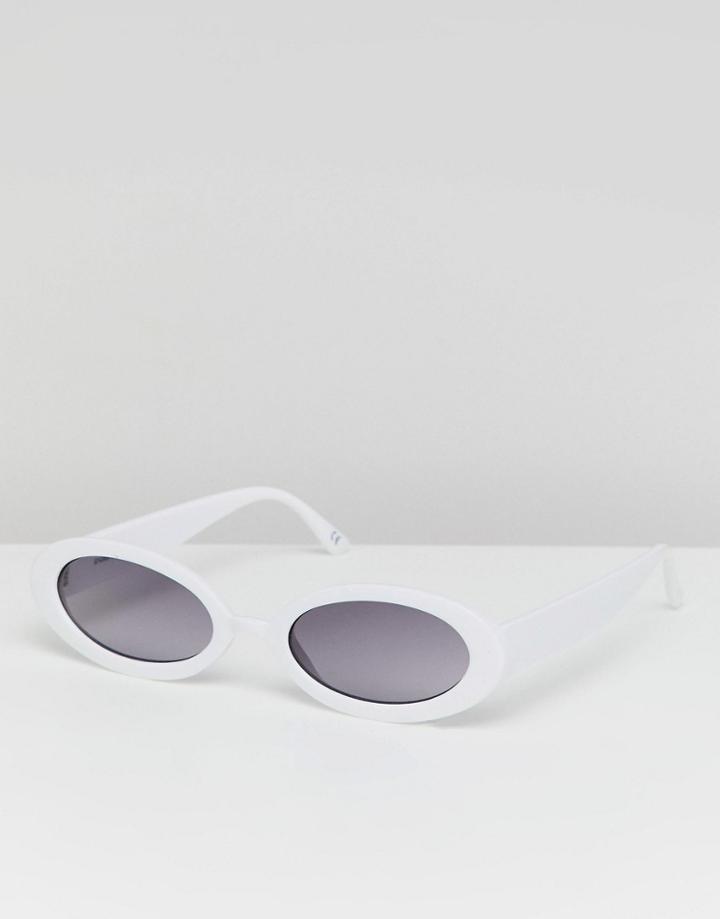 Asos Design Small Oval Sunglasses - White
