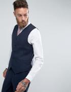 Gianni Feraud Slim Fit Navy Herringbone Vest - Navy