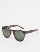 Aj Morgan Round Sunglasses In Matte Tortoiseshell-brown