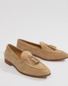 Kg By Kurt Geiger Wide Fit Tassel Loafers In Camel Suede - Beige