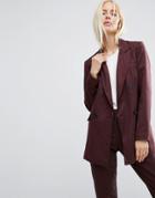 Asos Double Breasted Blazer In Pinstripe - Red