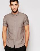 Asos Twill Shirt In Dusty Pink With Short Sleeves - Dusky Pink