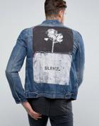 Religion Denim Jacket With Back Printed Patch - Black