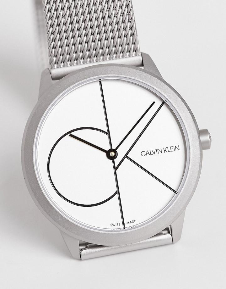 Calvin Klein Logo Watch-silver