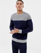 Burton Menswear Color Block Sweatshirt In Navy & Charcoal - Gray