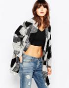 Native Youth Geo Jacquard Coat - Black