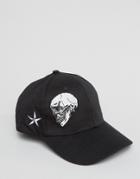 New Look Baseball Cap With Badge Detail In Black - Navy
