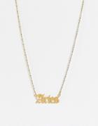 Designb London Aries Star Sign Stainless Steel Necklace In Gold