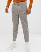 Asos Design Drop Crotch Tapered Crop Smart Pants In Wool Mix Stripe In Beige - Beige