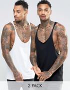 Asos Tank With Raw Edge Extreme Racer Back 2 Pack Save 17%