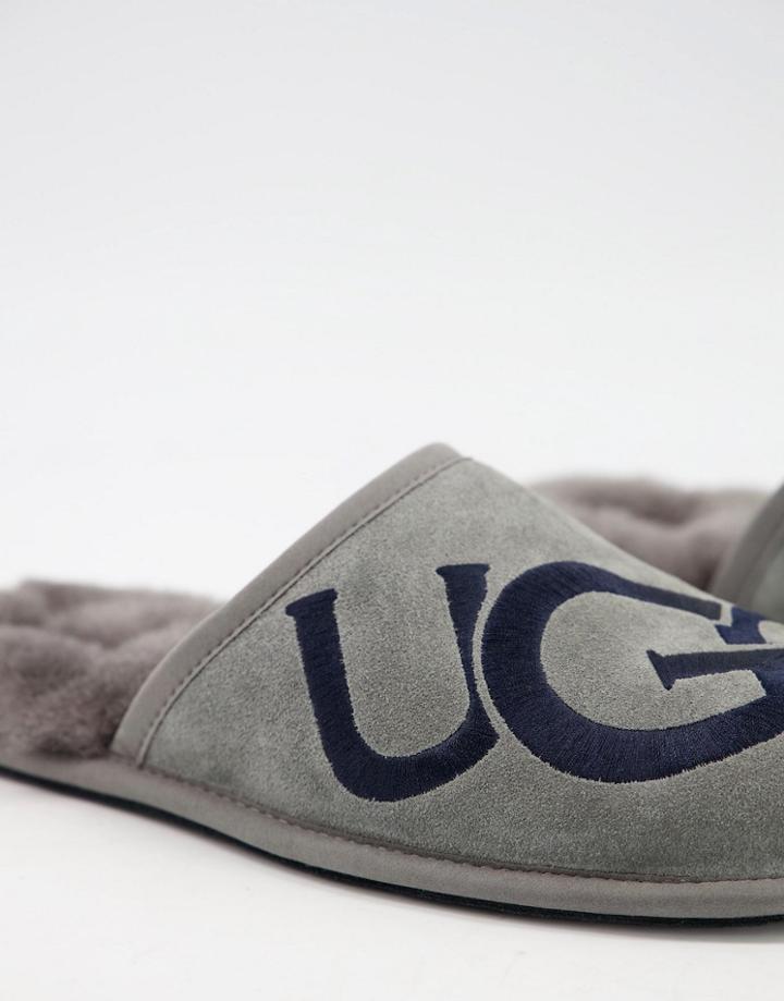 Ugg Scuff Logo Slippers In Gray-brown