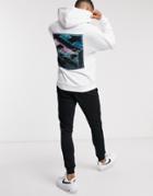River Island Hoodie With New World Print In White