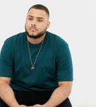 Asos White Plus Loose Fit Heavyweight T-shirt In Dark Green - Green