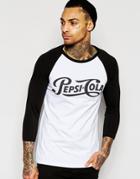 Asos 3/4 Sleeve Muscle Contrast Raglan With Pepsi Print