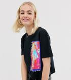 Reclaimed Vintage Inspired Crop T-shirt With Stellar Photographic Print-black