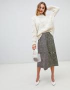 Vero Moda Check Split Side Midi Skirt-multi