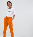 River Island Petite Tapered Pants With Tie Front In Burnt Orange - Orange