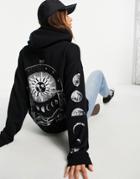 Asos Design Oversized Hoodie With Solstice Back Graphic In Black