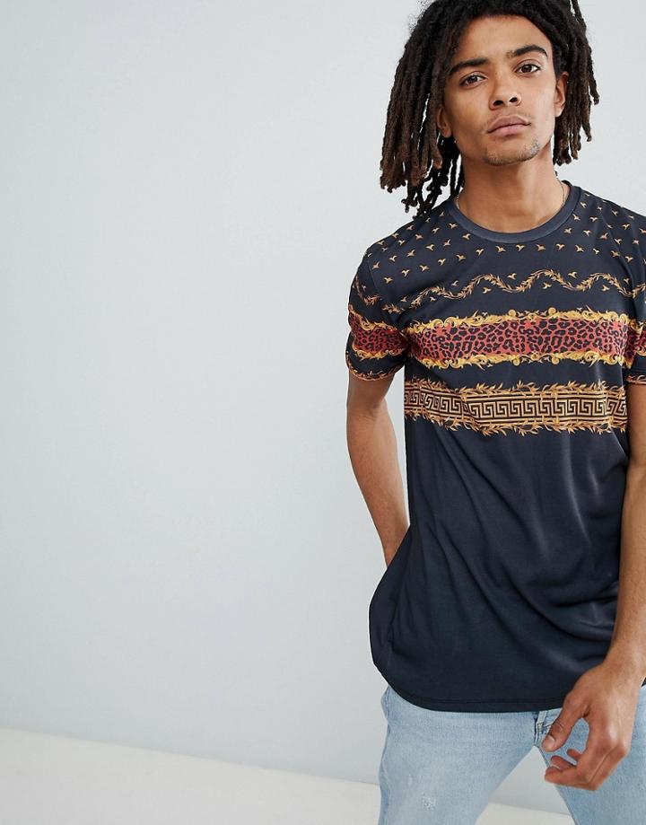 Criminal Damage T-shirt In Black With Chest Print - Black