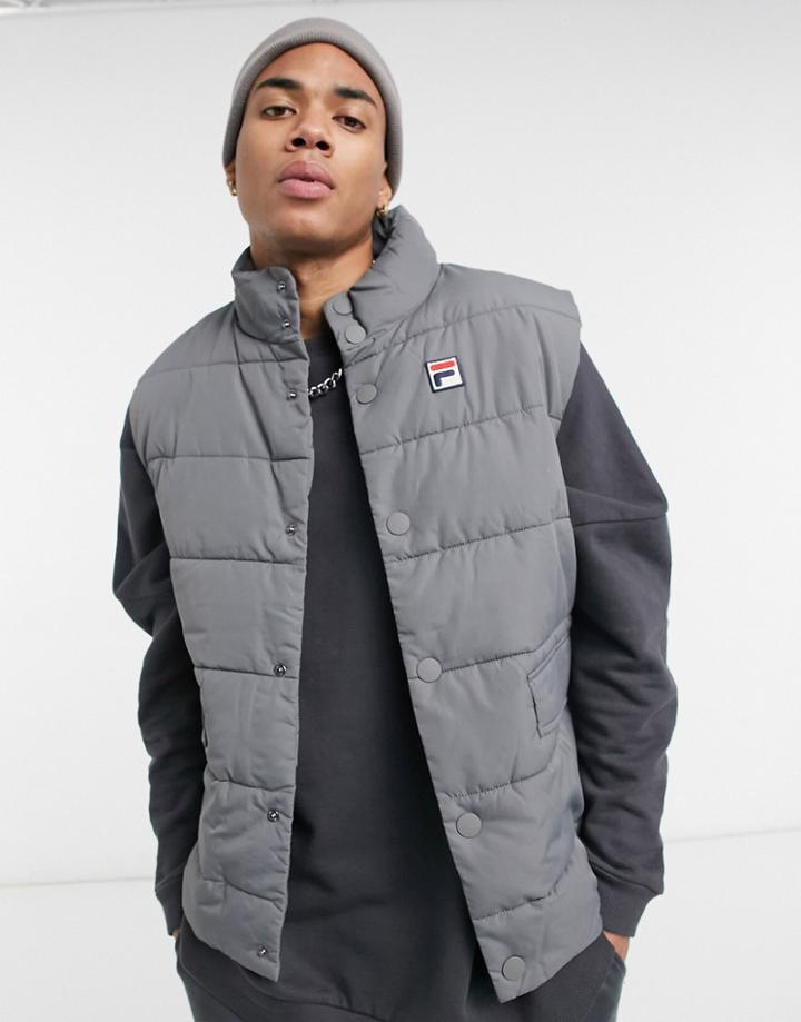 Fila Padded Vest In Gray-green